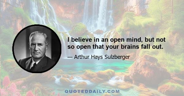 I believe in an open mind, but not so open that your brains fall out.