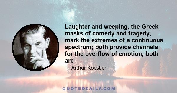 Laughter and weeping, the Greek masks of comedy and tragedy, mark the extremes of a continuous spectrum; both provide channels for the overflow of emotion; both are