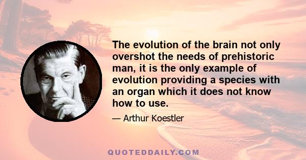 The evolution of the brain not only overshot the needs of prehistoric man, it is the only example of evolution providing a species with an organ which it does not know how to use.