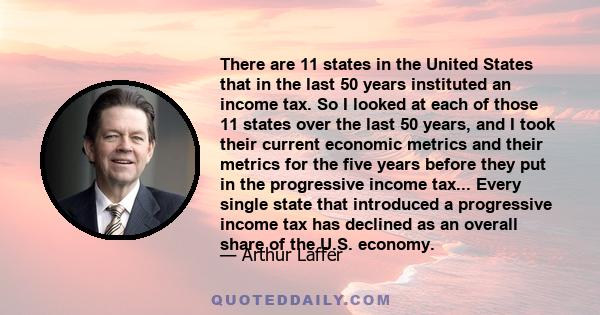 There are 11 states in the United States that in the last 50 years instituted an income tax. So I looked at each of those 11 states over the last 50 years, and I took their current economic metrics and their metrics for 