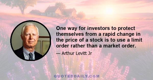 One way for investors to protect themselves from a rapid change in the price of a stock is to use a limit order rather than a market order.