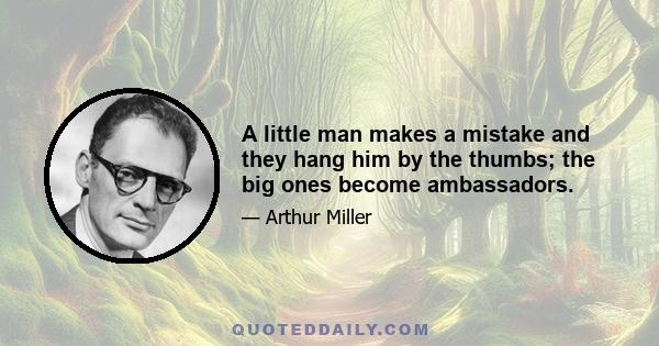 A little man makes a mistake and they hang him by the thumbs; the big ones become ambassadors.