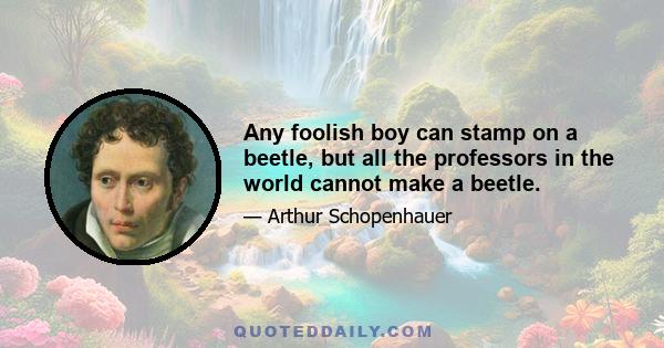 Any foolish boy can stamp on a beetle, but all the professors in the world cannot make a beetle.