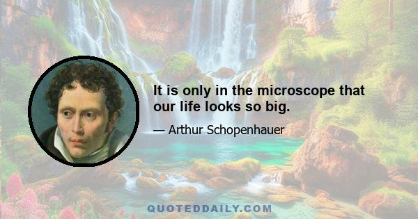 It is only in the microscope that our life looks so big.