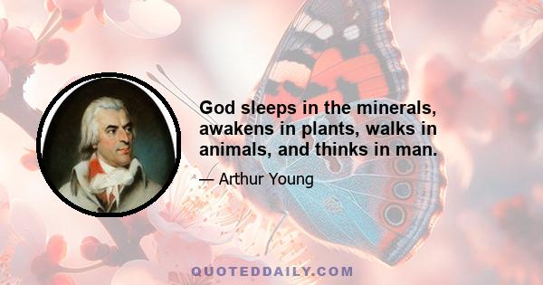 God sleeps in the minerals, awakens in plants, walks in animals, and thinks in man.