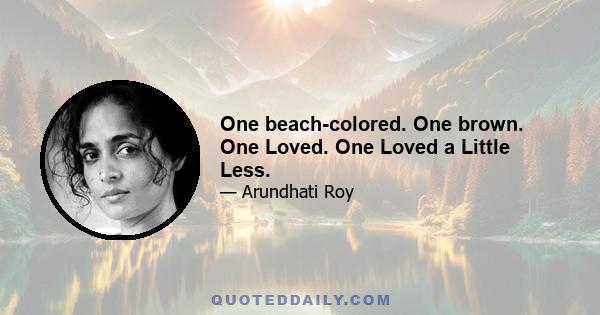 One beach-colored. One brown. One Loved. One Loved a Little Less.