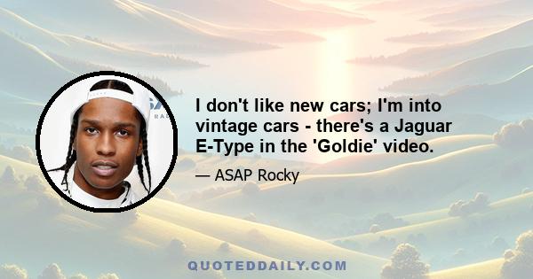 I don't like new cars; I'm into vintage cars - there's a Jaguar E-Type in the 'Goldie' video.