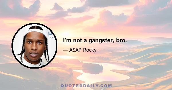 I'm not a gangster, bro.