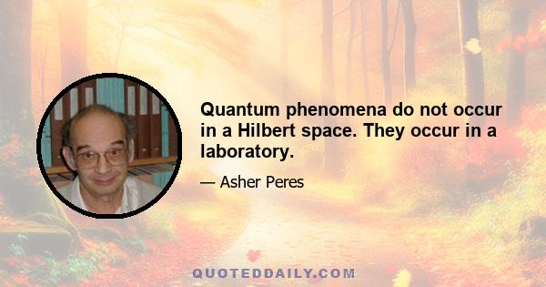 Quantum phenomena do not occur in a Hilbert space. They occur in a laboratory.