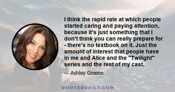 I think the rapid rate at which people started caring and paying attention, because it's just something that I don't think you can really prepare for - there's no textbook on it. Just the amount of interest that people