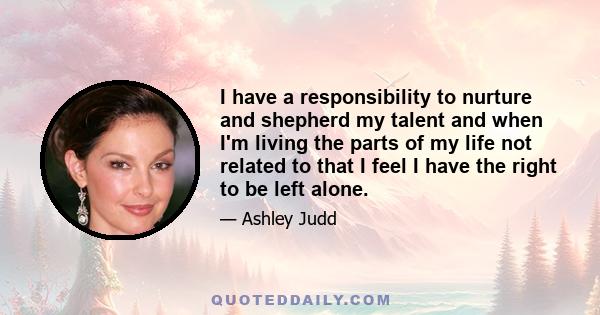 I have a responsibility to nurture and shepherd my talent and when I'm living the parts of my life not related to that I feel I have the right to be left alone.