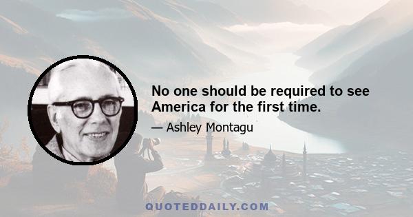 No one should be required to see America for the first time.