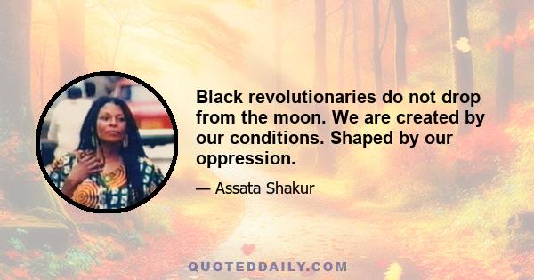 Black revolutionaries do not drop from the moon. We are created by our conditions. Shaped by our oppression.