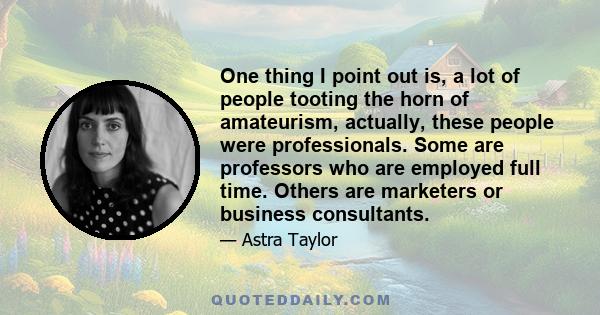 One thing I point out is, a lot of people tooting the horn of amateurism, actually, these people were professionals. Some are professors who are employed full time. Others are marketers or business consultants.