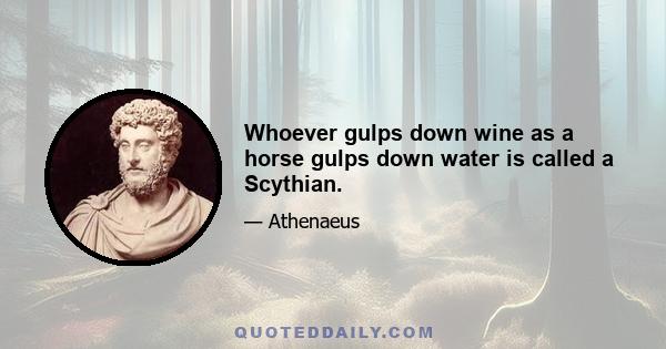 Whoever gulps down wine as a horse gulps down water is called a Scythian.