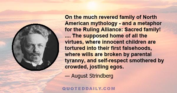 On the much revered family of North American mythology - and a metaphor for the Ruling Alliance: Sacred family! .... The supposed home of all the virtues, where innocent children are tortured into their first