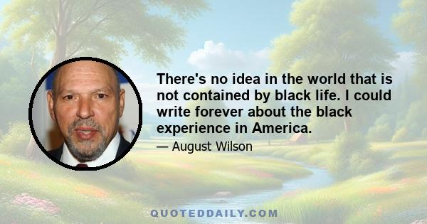 There's no idea in the world that is not contained by black life. I could write forever about the black experience in America.