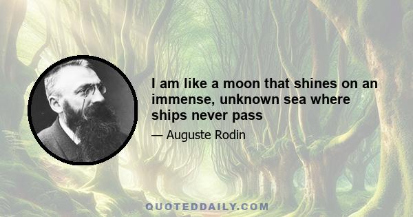 I am like a moon that shines on an immense, unknown sea where ships never pass