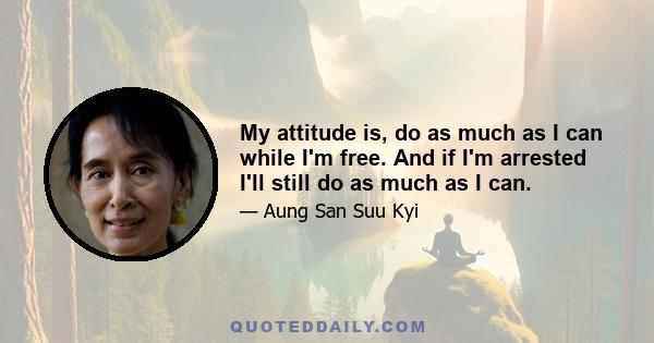 My attitude is, do as much as I can while I'm free. And if I'm arrested I'll still do as much as I can.