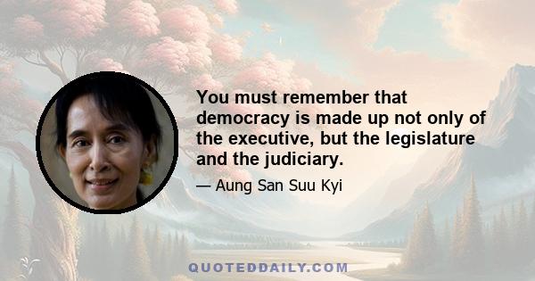 You must remember that democracy is made up not only of the executive, but the legislature and the judiciary.