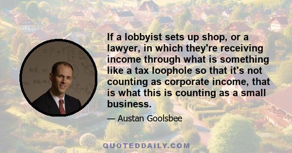 If a lobbyist sets up shop, or a lawyer, in which they're receiving income through what is something like a tax loophole so that it's not counting as corporate income, that is what this is counting as a small business.