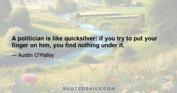 A politician is like quicksilver: if you try to put your finger on him, you find nothing under it.