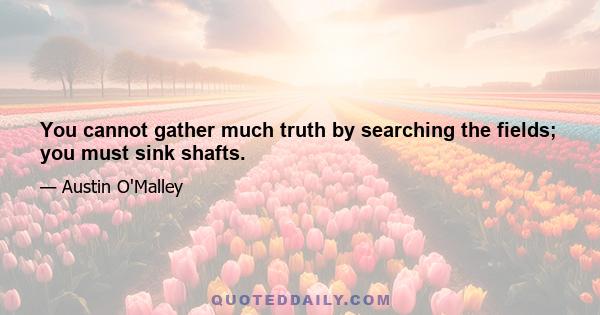 You cannot gather much truth by searching the fields; you must sink shafts.