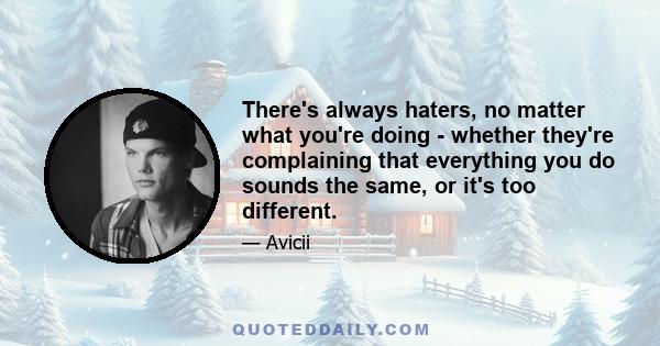 There's always haters, no matter what you're doing - whether they're complaining that everything you do sounds the same, or it's too different.