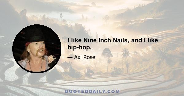 I like Nine Inch Nails, and I like hip-hop.