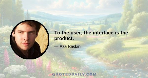 To the user, the interface is the product.