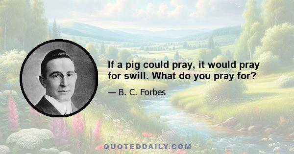 If a pig could pray, it would pray for swill. What do you pray for?