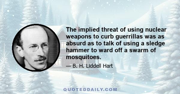 The implied threat of using nuclear weapons to curb guerrillas was as absurd as to talk of using a sledge hammer to ward off a swarm of mosquitoes.