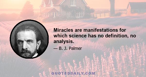 Miracles are manifestations for which science has no definition, no analysis.