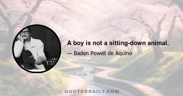 A boy is not a sitting-down animal.