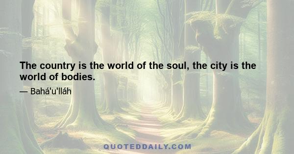 The country is the world of the soul, the city is the world of bodies.