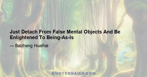 Just Detach From False Mental Objects And Be Enlightened To Being-As-Is