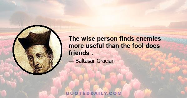 The wise person finds enemies more useful than the fool does friends .