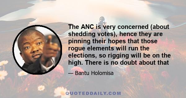 The ANC is very concerned (about shedding votes), hence they are pinning their hopes that those rogue elements will run the elections, so rigging will be on the high. There is no doubt about that