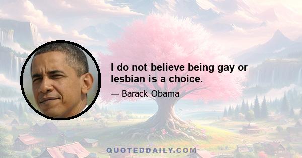 I do not believe being gay or lesbian is a choice.