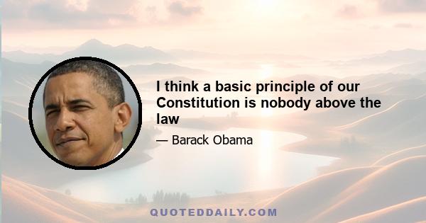 I think a basic principle of our Constitution is nobody above the law