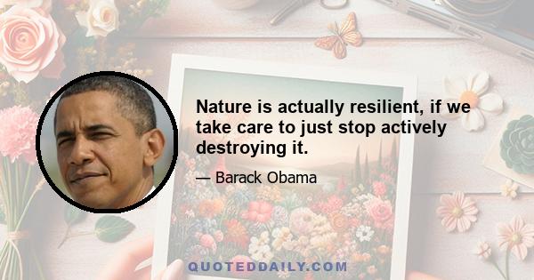 Nature is actually resilient, if we take care to just stop actively destroying it.