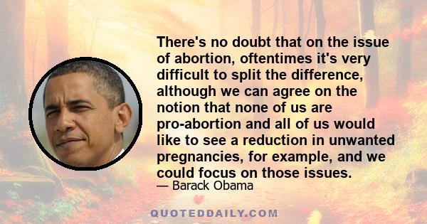 There's no doubt that on the issue of abortion, oftentimes it's very difficult to split the difference, although we can agree on the notion that none of us are pro-abortion and all of us would like to see a reduction in 