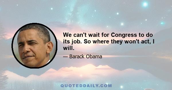 We can't wait for Congress to do its job. So where they won't act, I will.