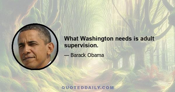 What Washington needs is adult supervision.