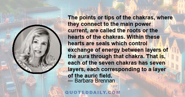 The points or tips of the chakras, where they connect to the main power current, are called the roots or the hearts of the chakras. Within these hearts are seals which control exchange of energy between layers of the