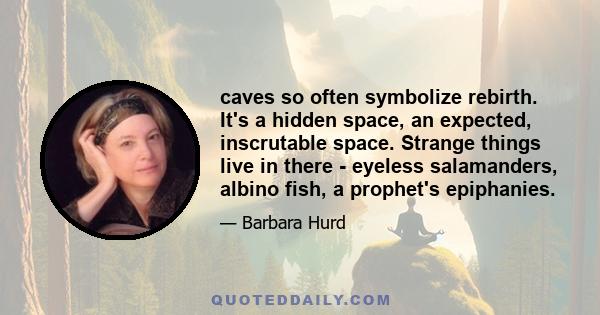 caves so often symbolize rebirth. It's a hidden space, an expected, inscrutable space. Strange things live in there - eyeless salamanders, albino fish, a prophet's epiphanies.