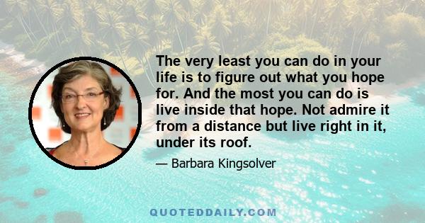 The very least you can do in your life is to figure out what you hope for. And the most you can do is live inside that hope. Not admire it from a distance but live right in it, under its roof.