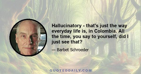 Hallucinatory - that's just the way everyday life is, in Colombia. All the time, you say to yourself, did I just see that?