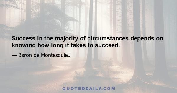 Success in the majority of circumstances depends on knowing how long it takes to succeed.