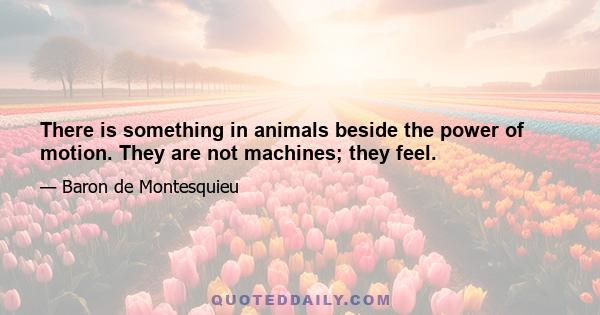 There is something in animals beside the power of motion. They are not machines; they feel.